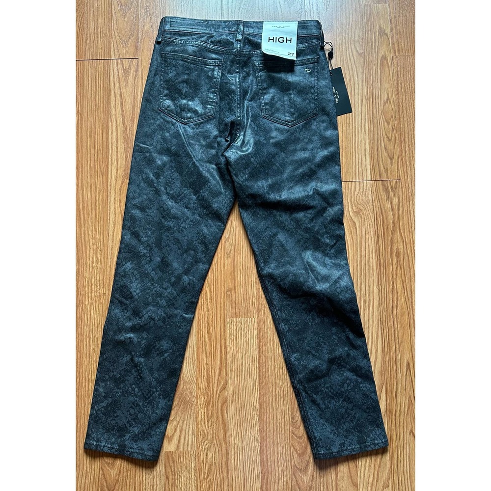 NEW RAG & BONE Sz27 NINA HIGH-RISE COATED SNAKEFOIL ANKLE STRETCH JEANS - Picture 8 of 11